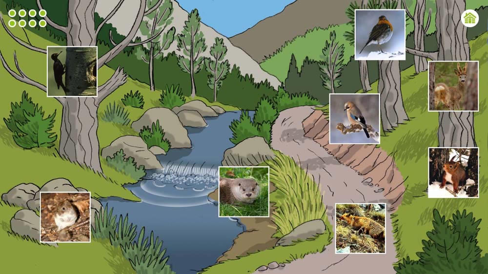 App didáctica con pantalla interactiva XFrame instalada en el Parque Nacional de Aigüestortes.