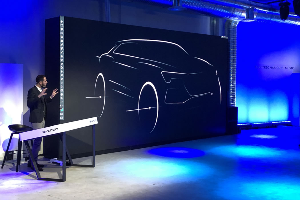 XTable como mesa de dibujo interactiva en la presentación del Audi e-tron