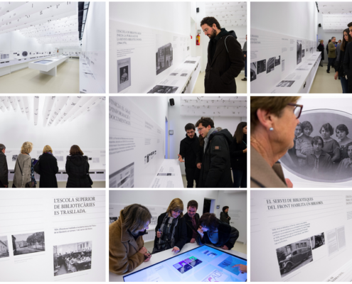 Imatges de l'exposició 'BiblioTec. Cent anys d’estudis i professió bibliotecària' a la galeria Palau Robert
